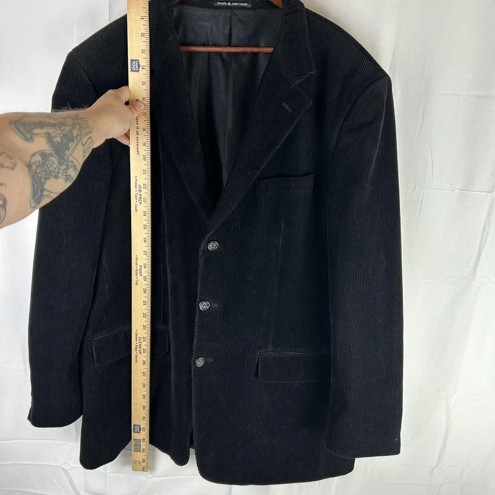 Croft & Barrow Blazer Mens‎ 48 Long Black Corduroy 3 Button Sport Coat Jacket